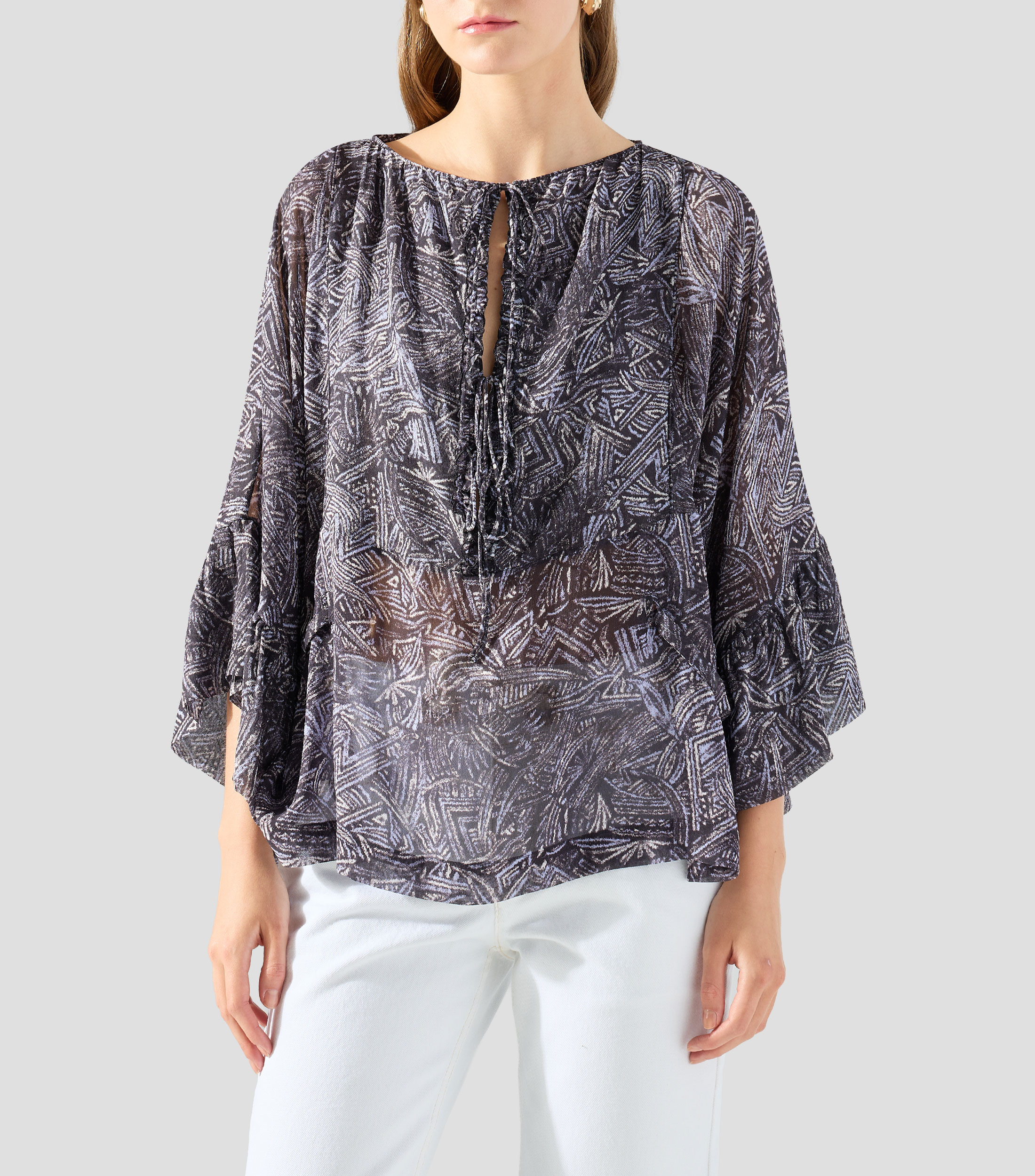 Blusa estampada con manga corta Mujer